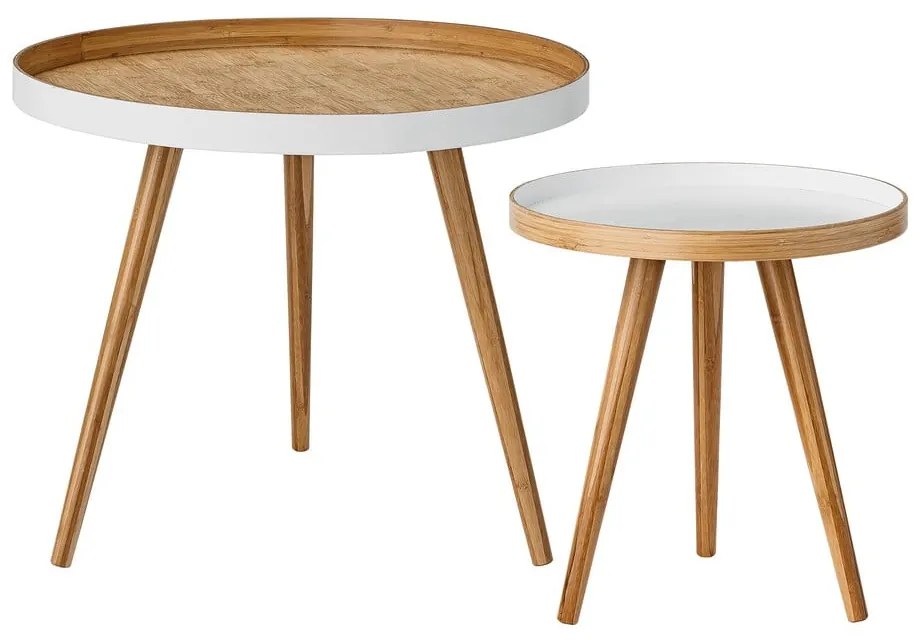 Bambusové okrúhle odkladacie stolíky v súprave 2 ks ø 60 cm Cappuccino – Bloomingville