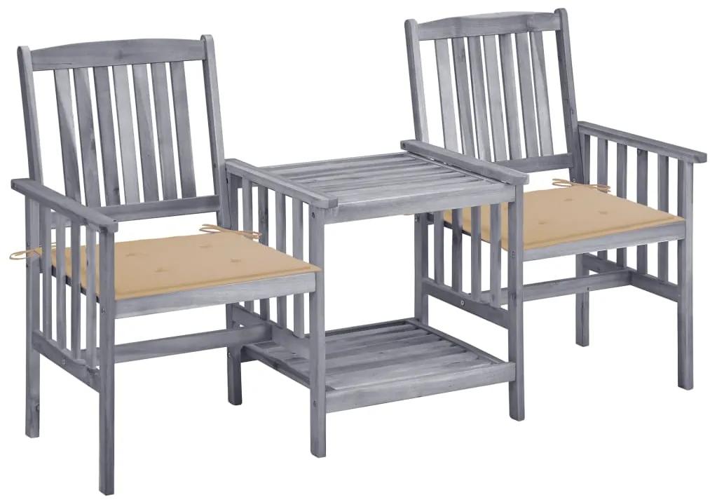 Záhradné stoličky s čajovým stolíkom a vankúšmi akáciový masív 3061305