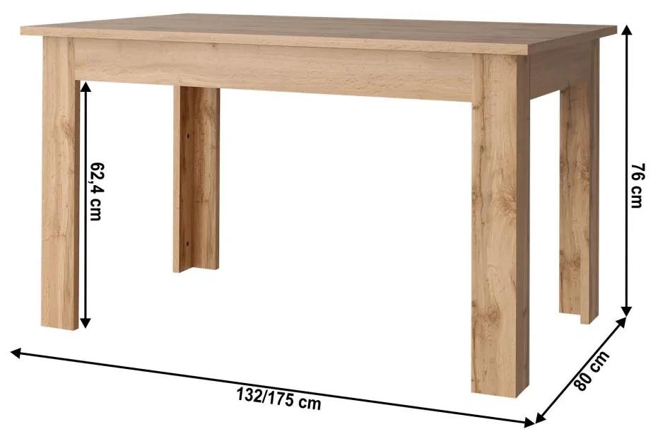 Tempo Kondela Rozkladací stôl, dub wotan, 132-175x80 cm, MORATIZ