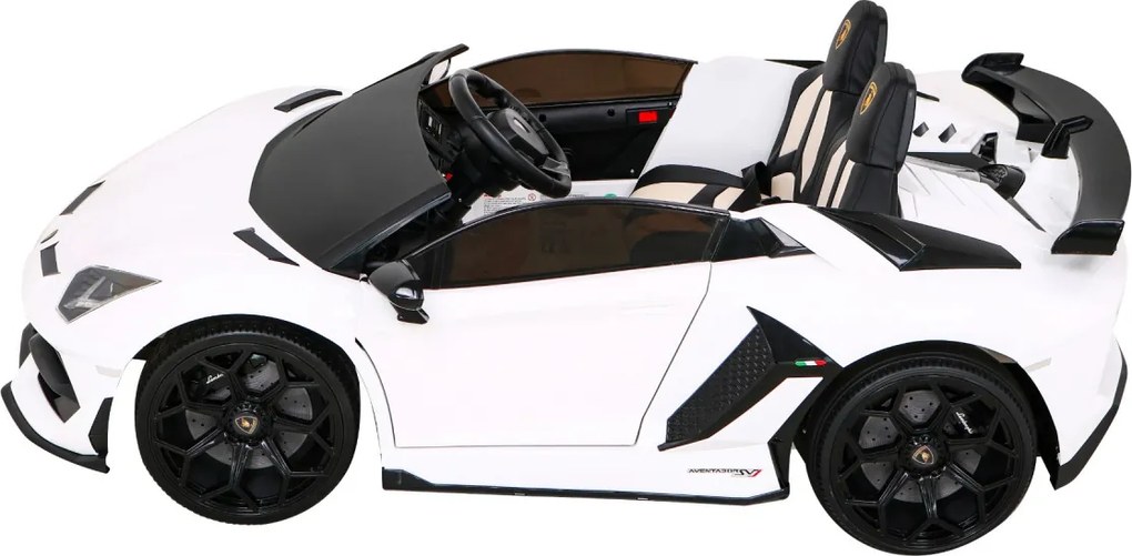 Ramiz Lamborghini SVJ DRIFT elektrické auto pre 2 deti biele + funkcia driftu + diaľkové ovládanie