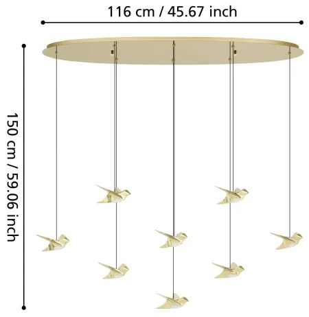 Eglo 390397 - LED Stmievateľný luster na lanku PARATEBUENO 8xLED/4,2W/230V zlatá