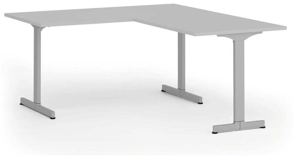 Kancelársky stôl PRIMO BETA L, 1600 x 1800 mm, sivá podnož, sivá