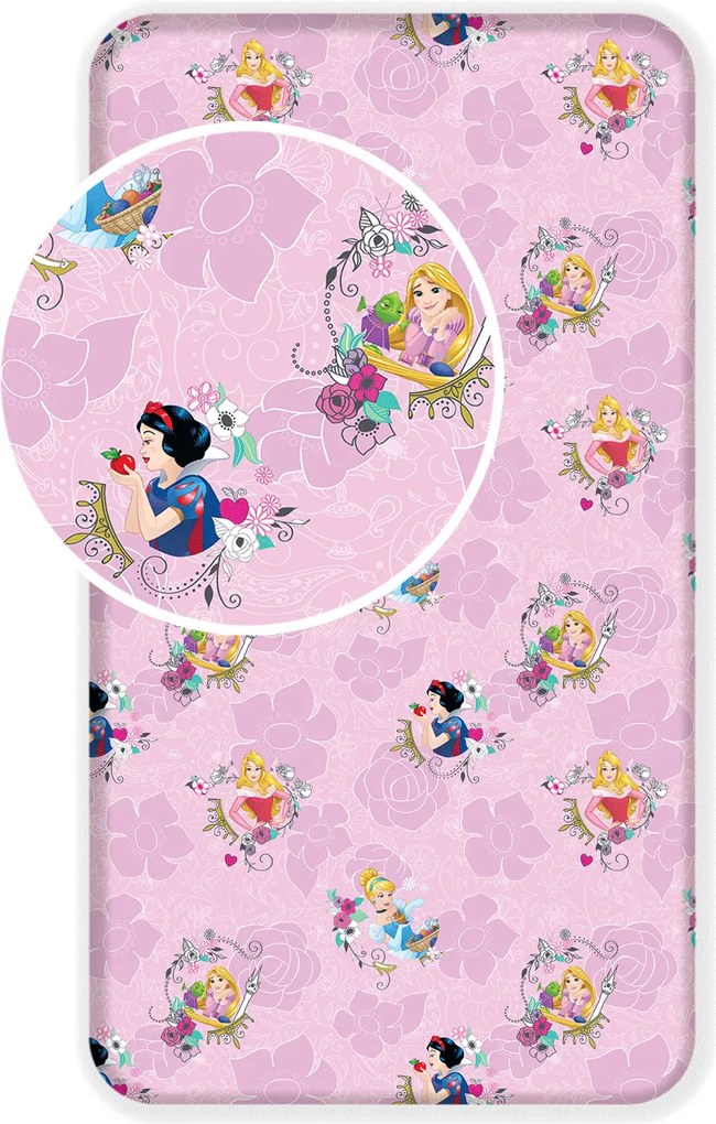 Jerry Fabrics Bavlnené napínacie prestieradlo 90x200 + 25cm - Princess Pink 02