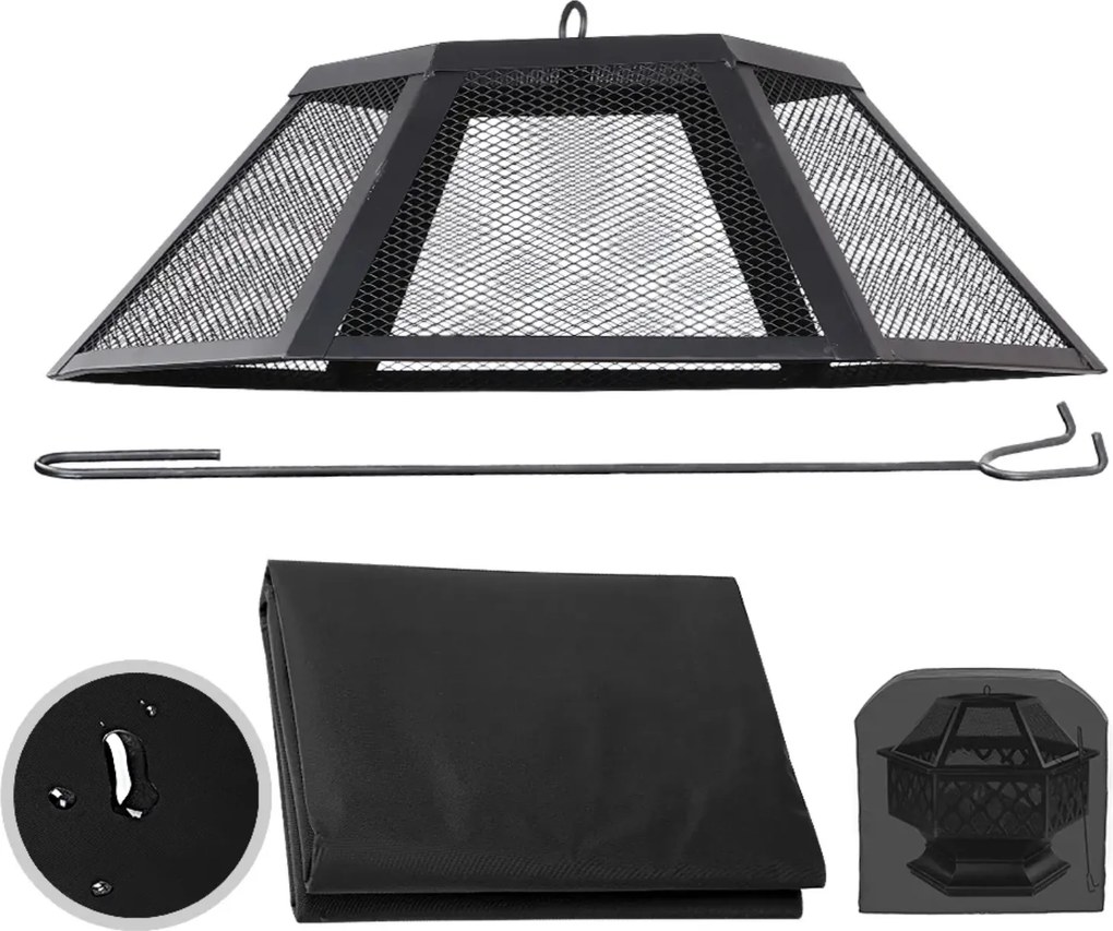 Záhradné ohnisko Hexa 70 cm čierne
