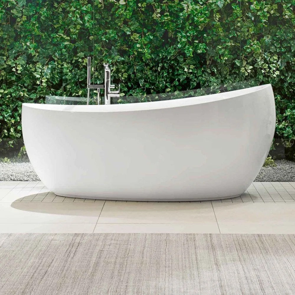 VILLEROY &amp; BOCH Aveo New Generation voľne stojaca vaňa z materiálu Quaryl (bez spoja medzi panelom a vaňou), odtok zboku, 1900 x 950 x 672 mm, Stone White, UBQ194AVE9W1V-RW