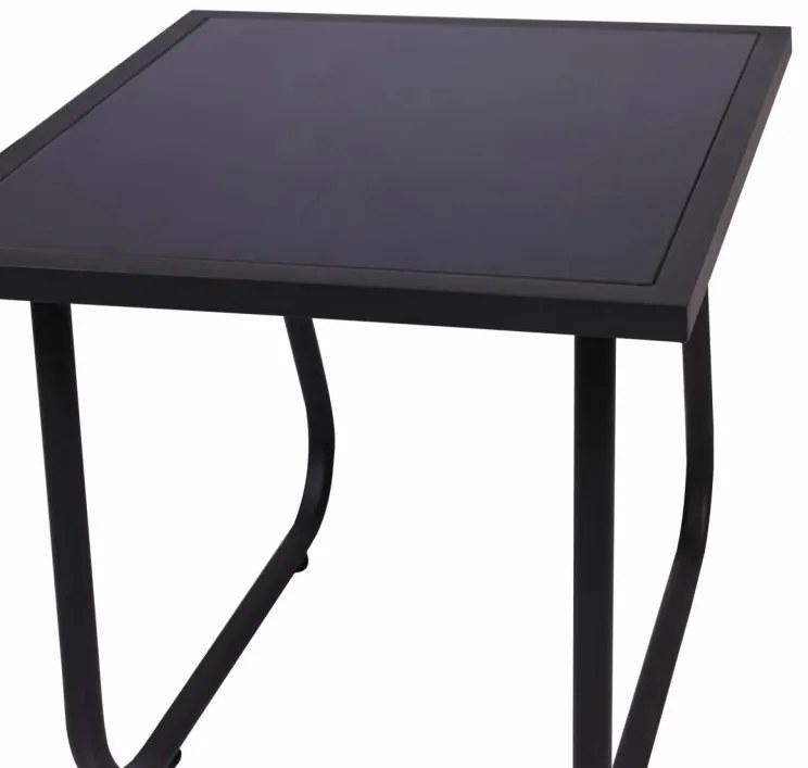 Záhradný relaxačný set stôl a 2 kreslá, oceľ, šedá