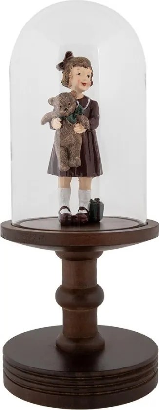 Hnedý drevený podnos so skleneným poklopom Ricco - Ø 14*34 cm