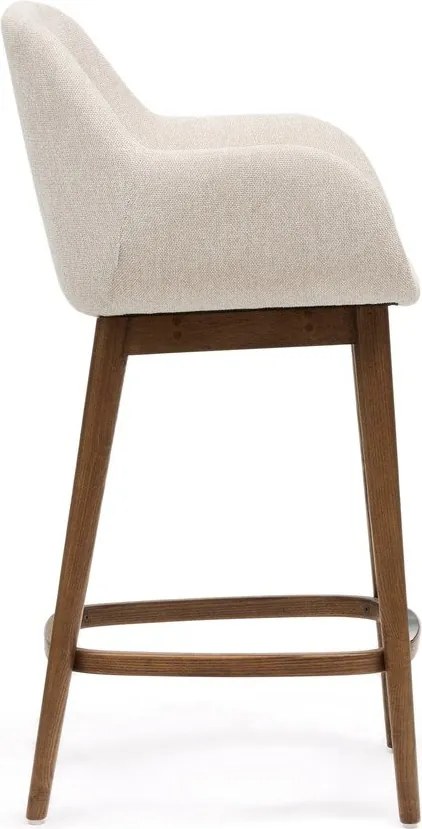 Béžová čalúnená barová stolička s podrúčkami (výška sedadla 66 cm) Konna – Kave Home