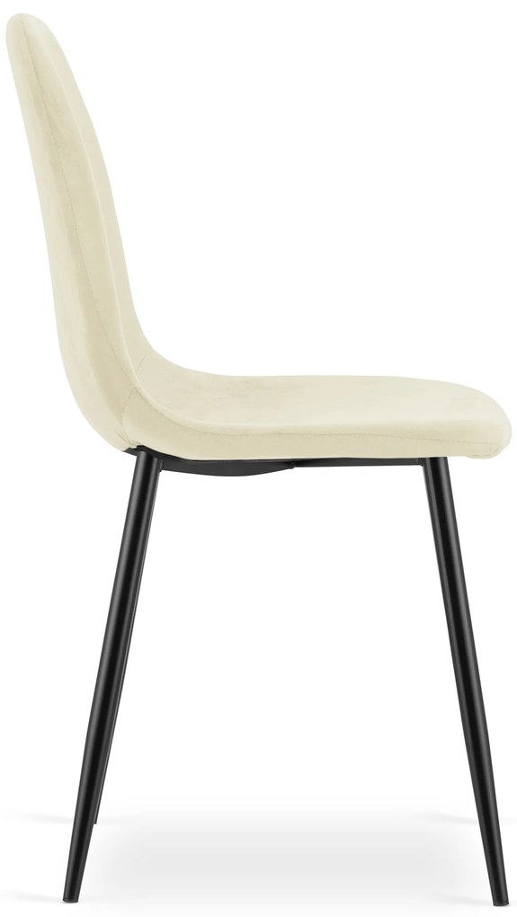 Béžová zamatová stolička COMO s čiernymi nohami
