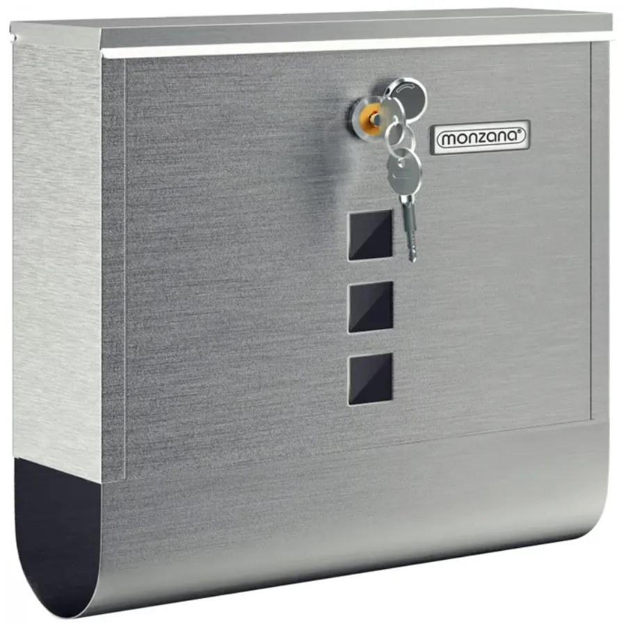 Poštová schránka s valcom na noviny POST, 30,5x10x33,5cm, strieborná Monzana