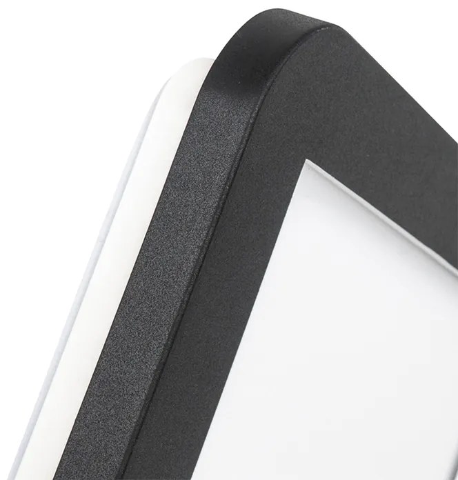 Stropné svietidlo čierne 22,5 cm štvorcové vrátane LED 3-stupňový stmievač IP44 - Steve