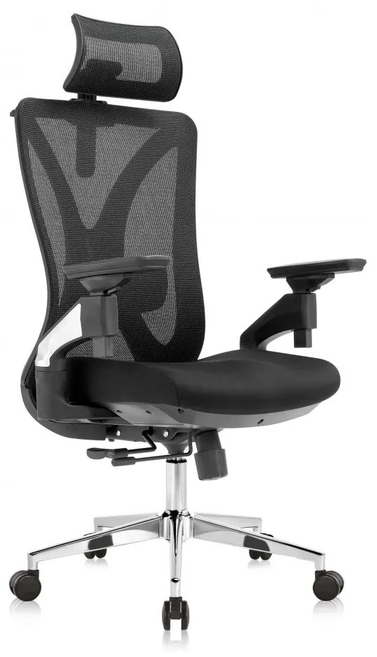 Kancelárska ergonomická stolička Neoseat STEVEN — sieť / látka, čierna, nosnosť 150 kg