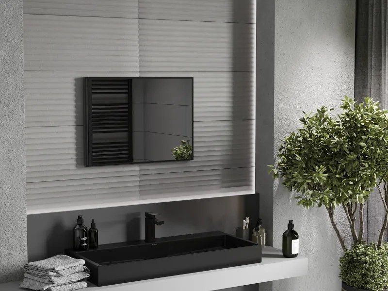 Mexen Loft obdĺžnikové kúpeľňové zrkadlo 70 x 50 cm, čierny rám - 9852-070-050-000-70