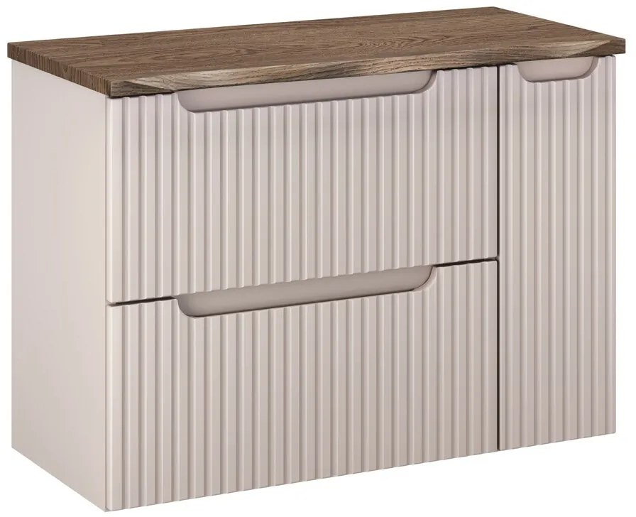 Závěsná skříňka pod umyvadlo Nova Cashmere s deskou 80 cm kašmírová/dub casella