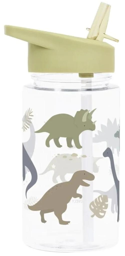 A Little Lovely Company Detská fľaša so slamkou Dinosaurus 450 ml