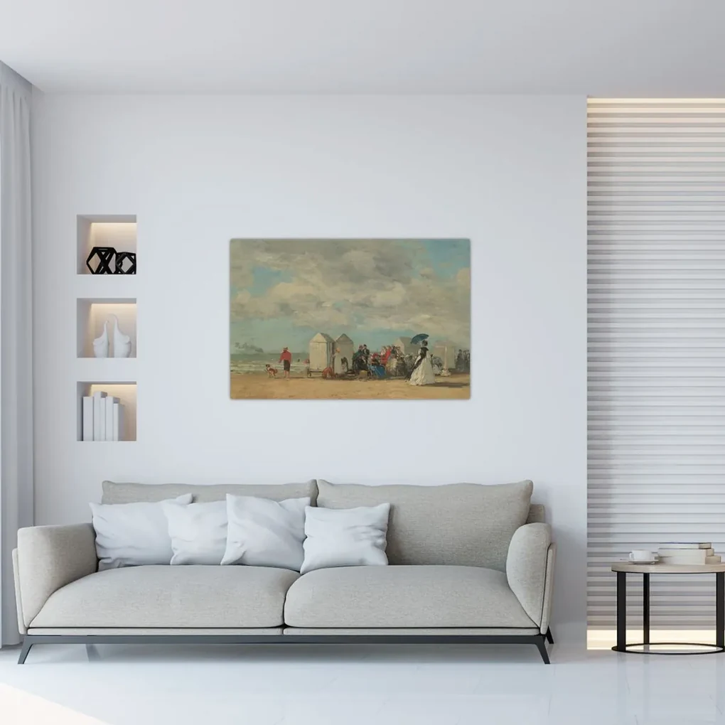 Obraz - Eugène Boudin, Beach Scene , reprodukcia (90x60 cm)