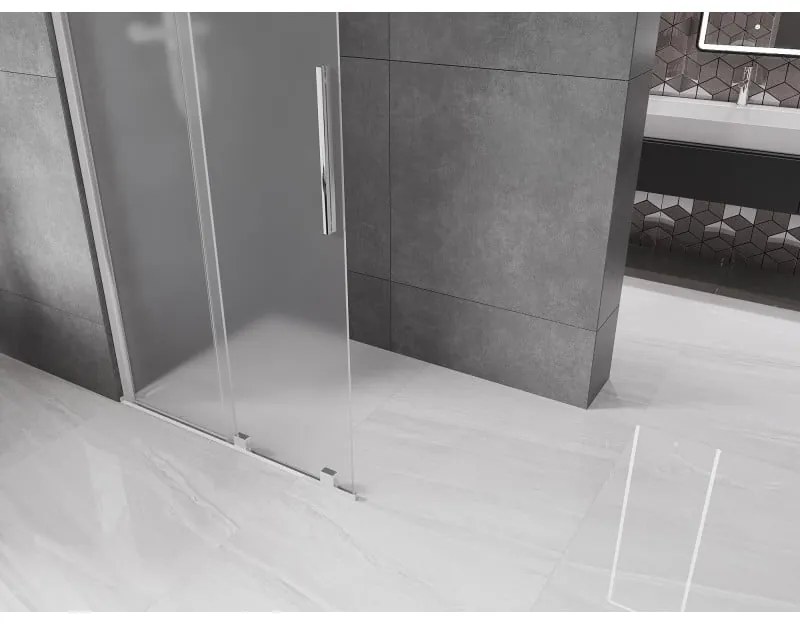Mexen Velar, sprchová zástena s posuvnými dverami Walk-in 120 x 200 cm, 8mm sklo námraza, chrómová, 871-120-000-33-01