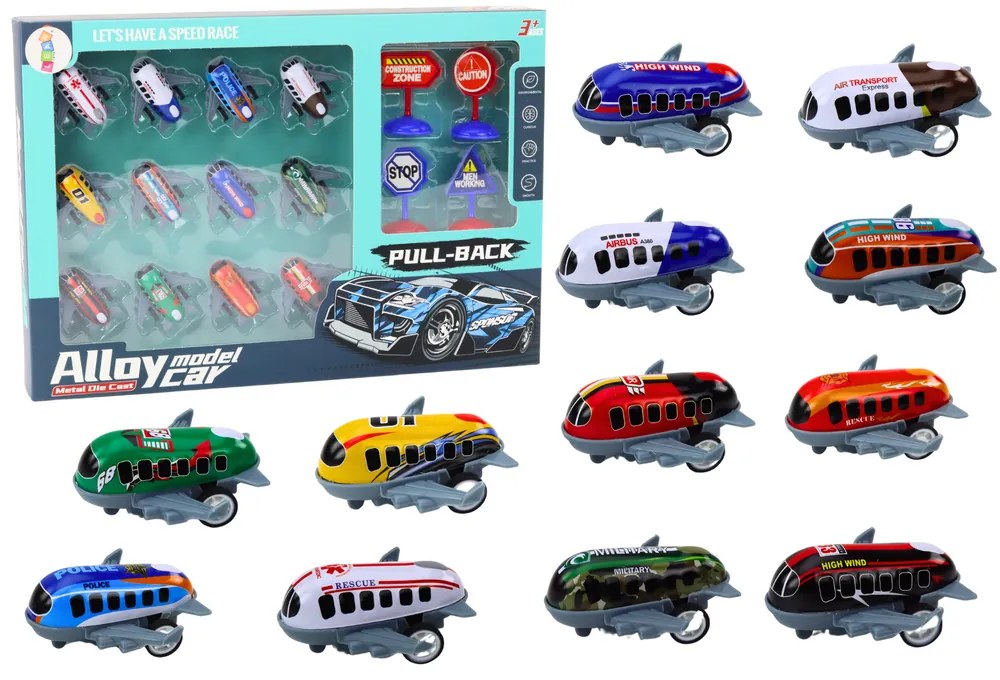 LEAN TOYS Sada automobilových lietadiel 5 cm – 12kusov