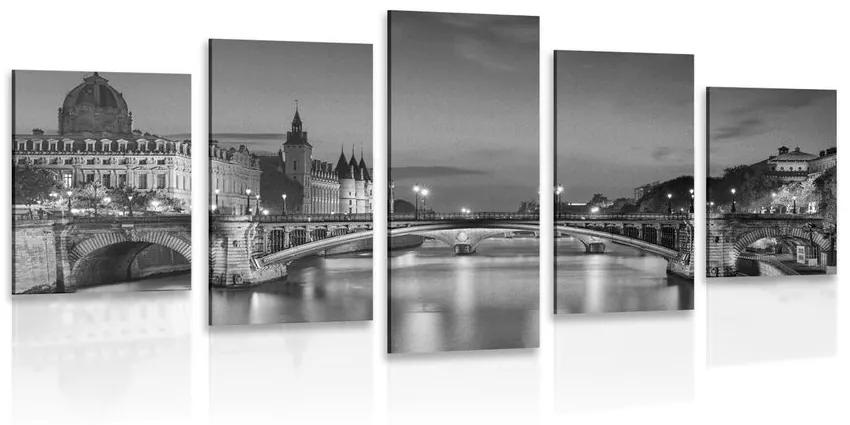 5-dielny obraz oslňujúca panoráma Paríža v čiernobielom prevedení Varianta: 200x100