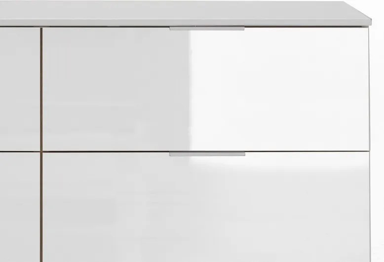 Zásuvková komoda New York D, biela / biely lesk