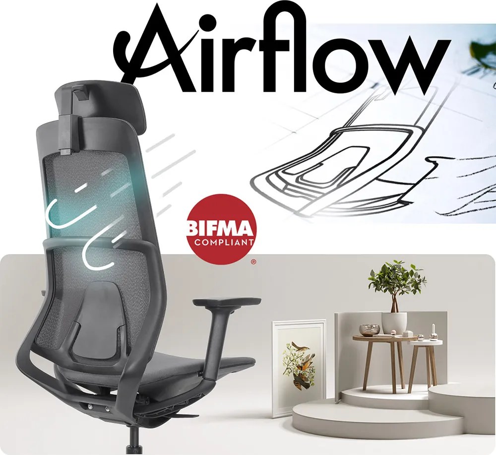 Ergonomická sieťovaná kancelárska stolička MOSH Airflow 406 – béžová