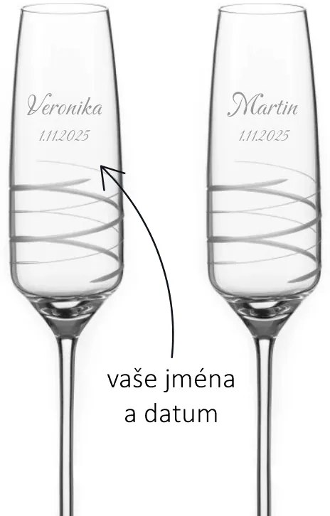 Dekorant Svadobné poháre na šampanské Twist 170 ml 2KS