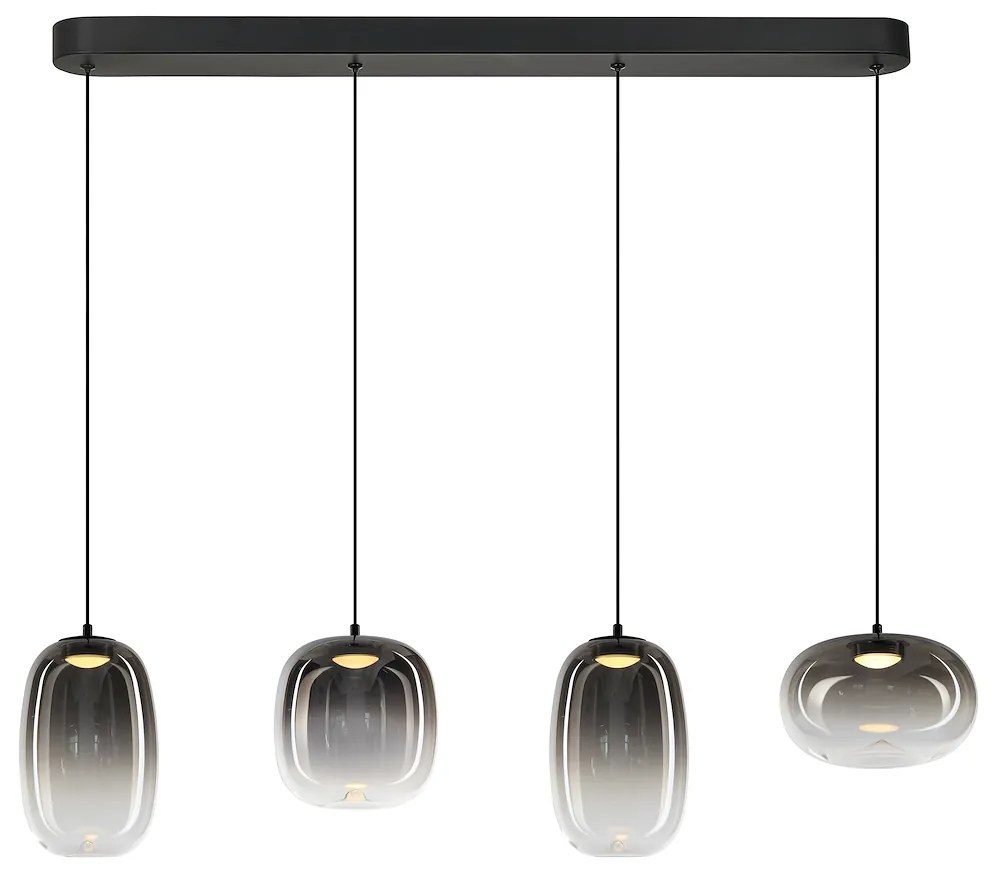 Závesné svietidlo Vaso, 4x grafitové sklenené tienidlo, b