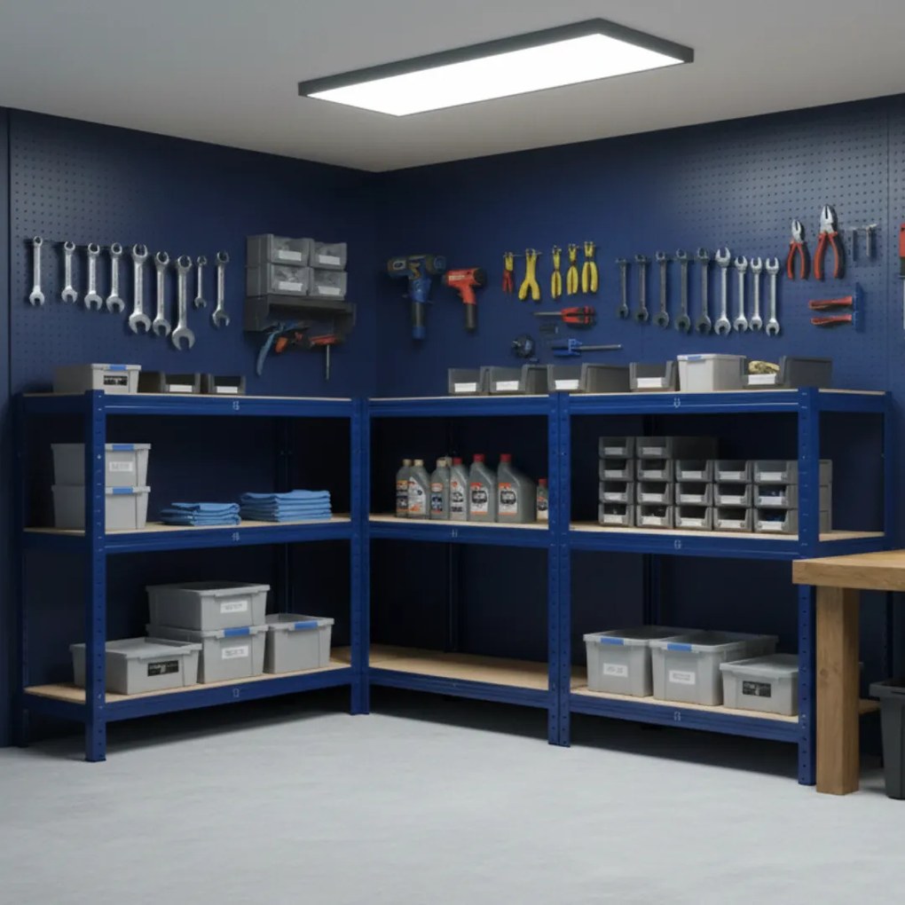 Regál s vysokou nosnosťou HEAVY, max. 875kg, 90x40x180cm, modrá Monzana