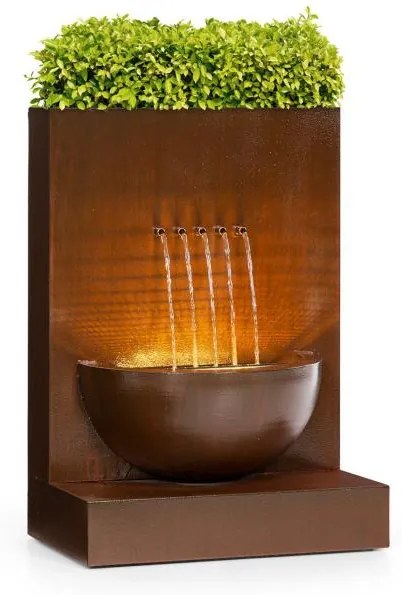 Blumfeldt Windflower, záhradná fontána s kvetináčom, 11 W, pozinkovaný kov, hnedá