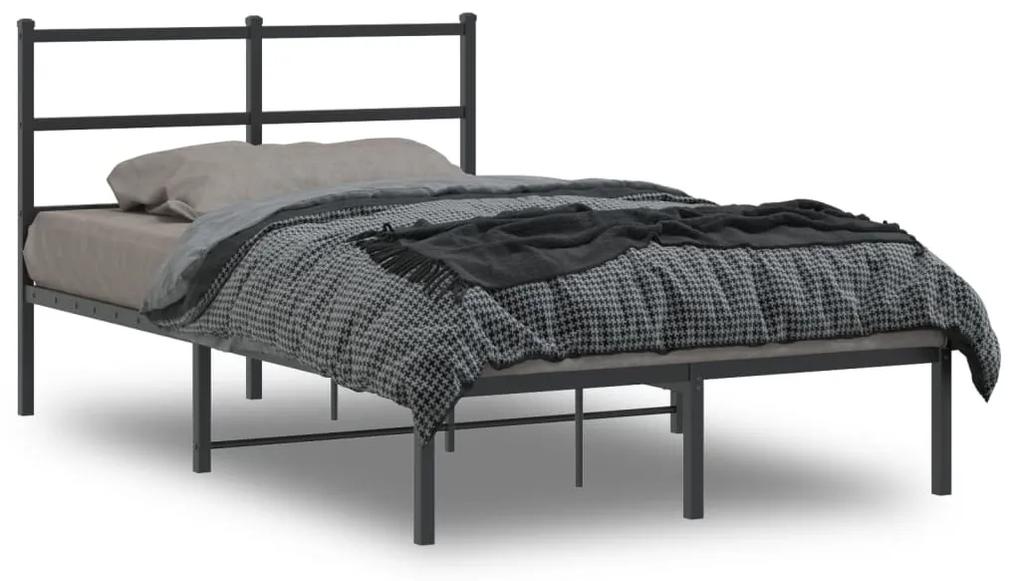 Kovový rám postele s čelom čierny 120x190 cm 355362