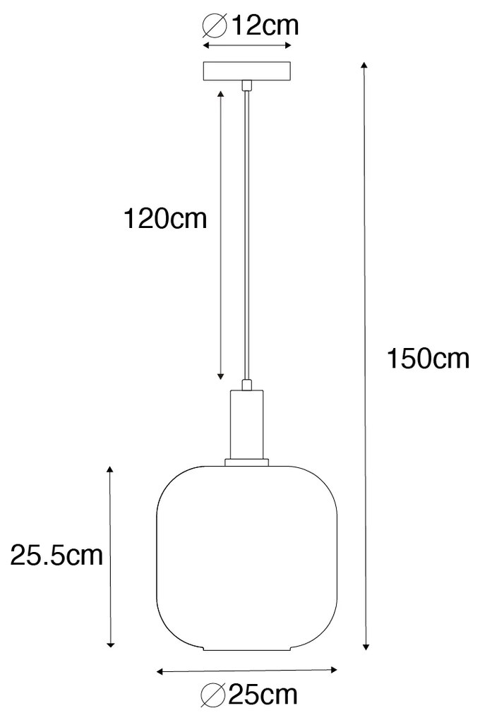 Dizajnové závesné svietidlo čierne s mosadzou a jantárovým sklom - Zuzanna