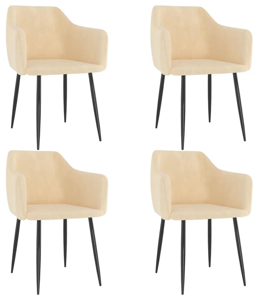 vidaXL Jedálenské stoličky 4 ks krémové zamat