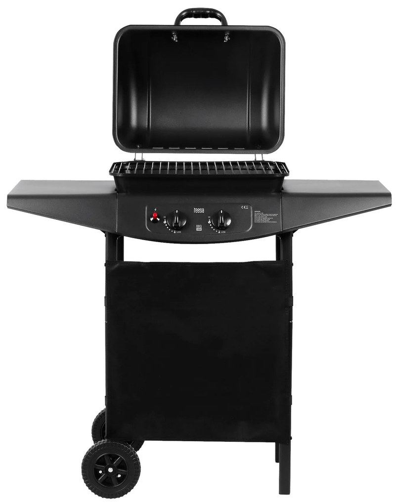 Teesa TSA0080 Plynový gril 2000, 2 horáky, 5 kW, čierny
