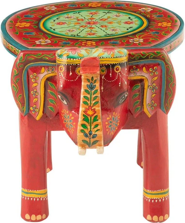 Drevený farebný stôl / stolička slon Mumbai mango wood - 48*35*36 cm