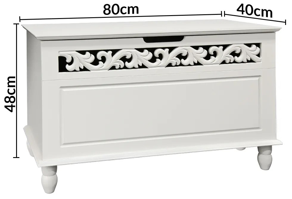 Casaria Drevená truhlica JERSEY, 80x40x48cm, biela