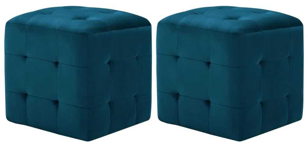 Nočné stolíky 2 ks modré 30x30x30 cm zamatová látka