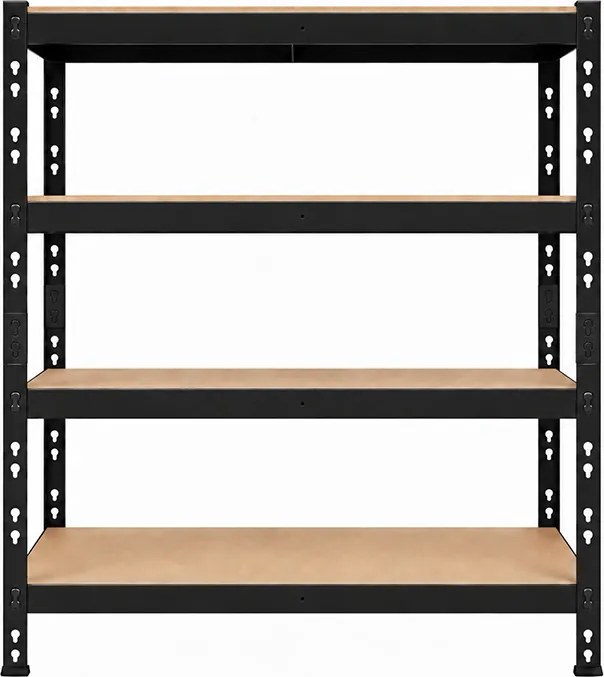 Akcia 4x Regál 180x160x50 cm profesionálny 4-policový, nosnosť 1600 kg - čierny - 4ks