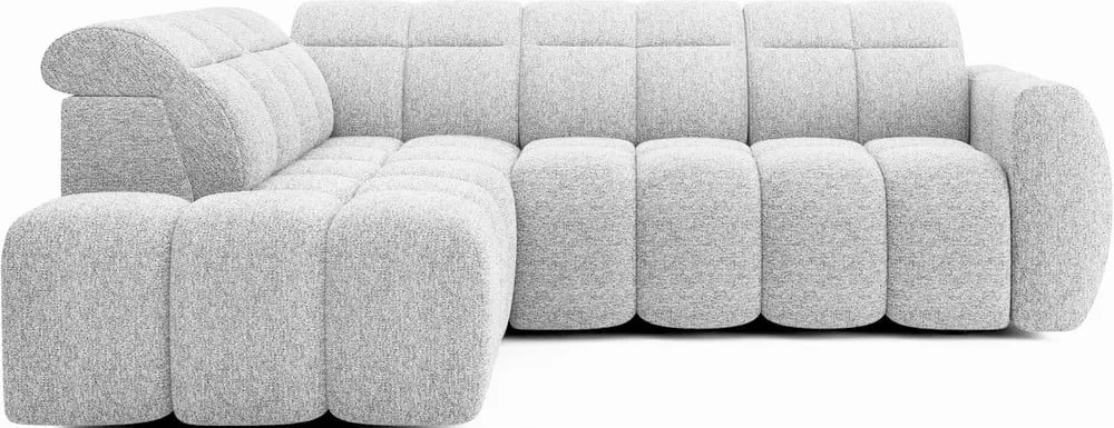 Svetlosivá rozkladacia/s úložným priestorom rohová pohovka z textílie buklé (ľavý roh/do L) Falconn – ELTAP