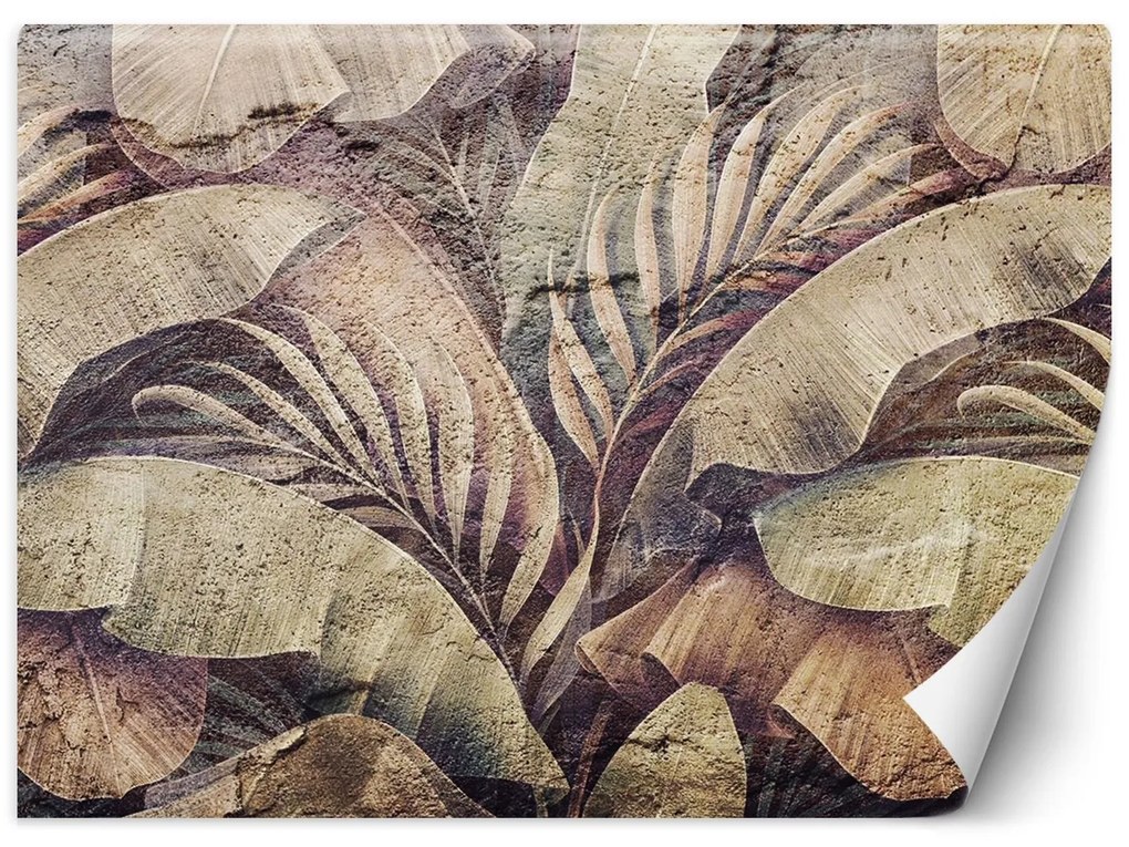 Gario Fototapeta Palmové listy, džungľa na imitácii betónu Materiál: Vliesová, Rozmery: 450 x 315 cm