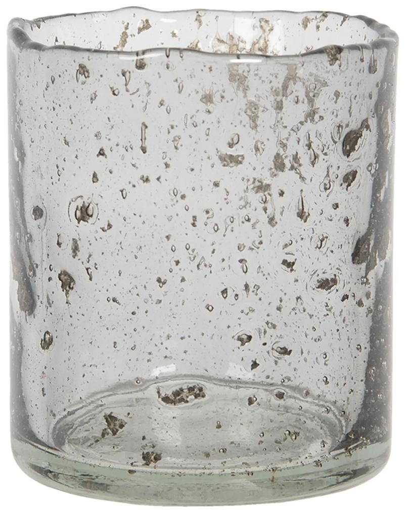 Šedý sklenený svietnik na čajovú sviečku Nolace - Ø 8*10 cm