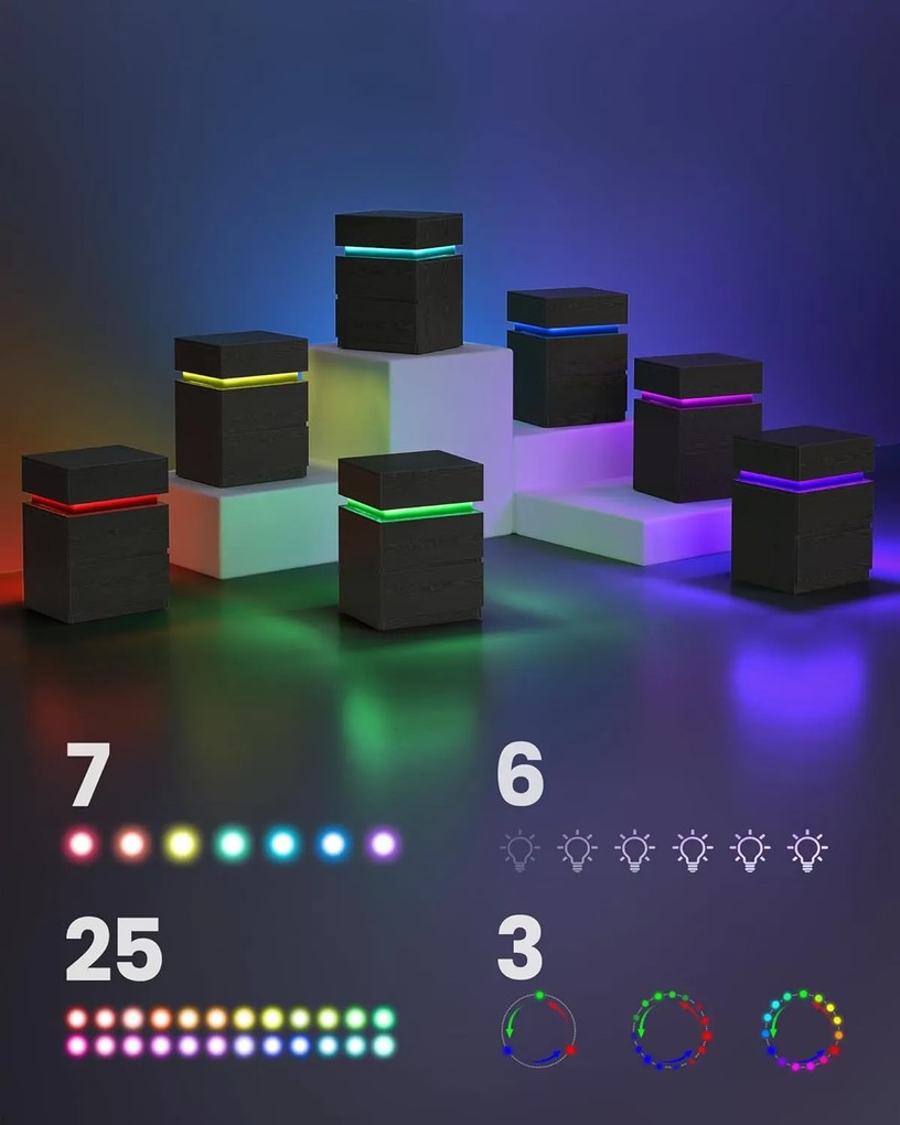 Nočný stolík Vasagle s LED osvetlením Defro čierny