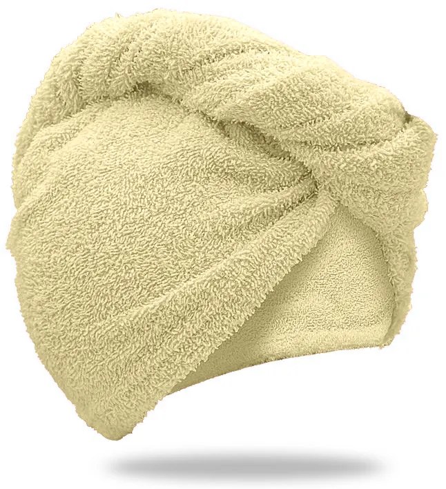 Rýchloschnúci froté turban na vlasy béžový, 100% bavlna