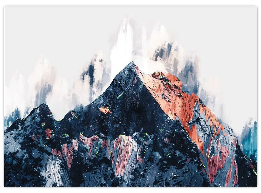 Sklenený obraz - Abstraktná hora (70x50 cm)
