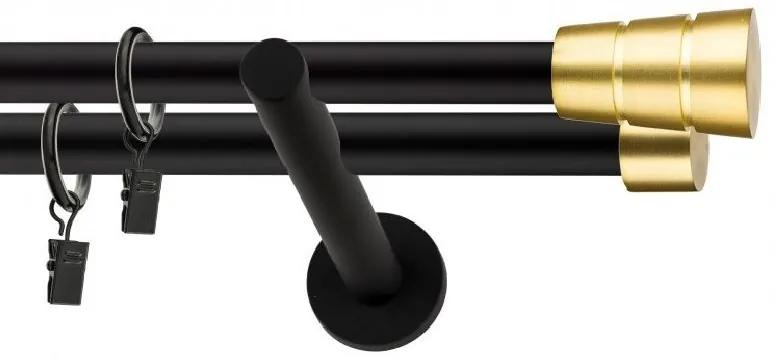Dekorstudio Garniža dvojradová BASIC zlatá MIX čierna-matná 19mm Dĺžka: 140cm, Typ príslušenstva: Krúžky tiché so štipcami