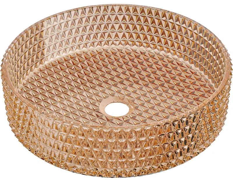 Mexen Aura, sklenené umývadlo na dosku 39 × 39 cm, ružové zlato, 24013968