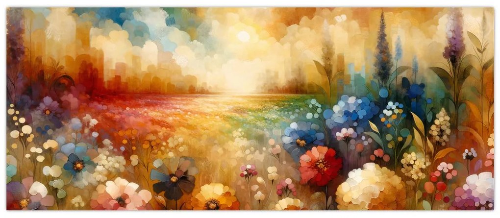 Obraz - Pestrofarebná lúka (120x50 cm)