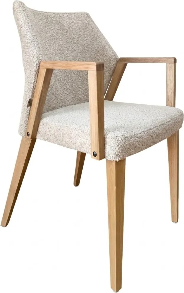 Čalúnené polo-kreslo ZORA s dubovými nohami a podrúčkami, 56x60x87 cm Catch-Me23