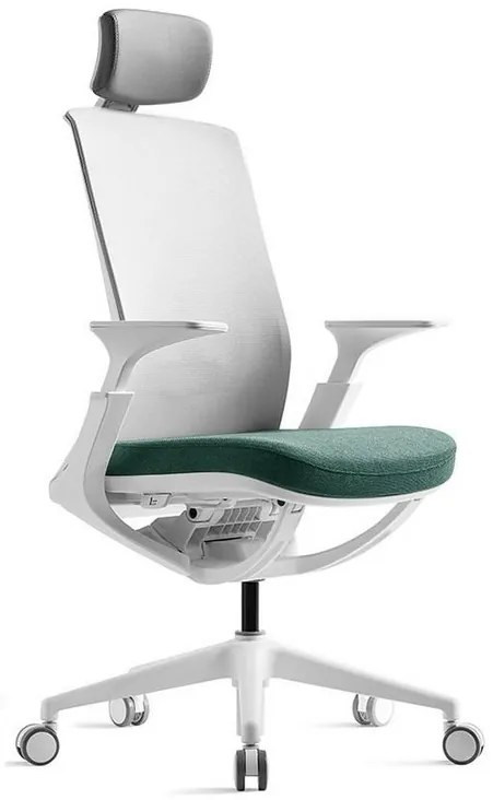 Kancelárska ergonomická stolička ROLY White — sieť, látka, biela / viac farieb Červená