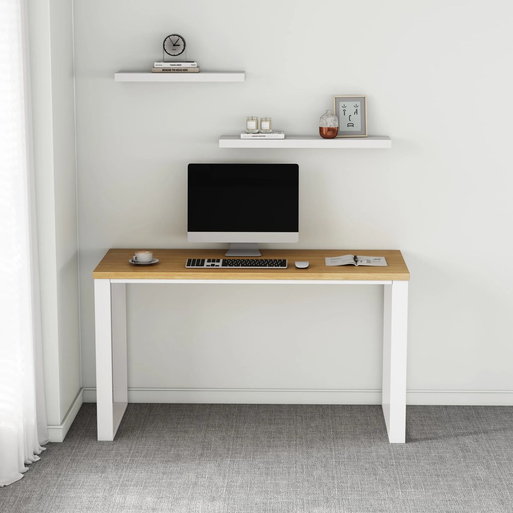 Kancelářský stůl Houseland Nuvia Home 05 140 cm dub/bílý