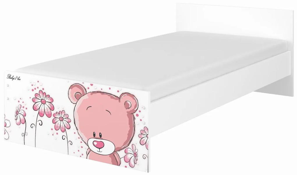 Raj posteli Detská posteľ "medvedík ružový" MAX biela
